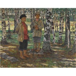 Дети в березовом лесу