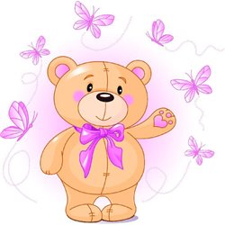 Медвежонок и бабочки - Фотообои детские|для малышей - Модульная картины, Репродукции, Декоративные панно, Декор стен