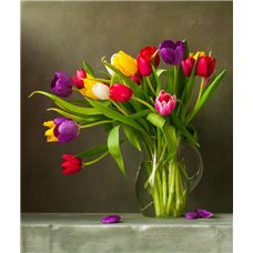 Картина на холсте по фото Модульные картины Печать портретов на холсте Тюльпаны в вазе - Фотообои цветы|тюльпаны