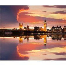 Картина на холсте по фото Модульные картины Печать портретов на холсте Розовый закат в Лондоне - Фотообои Закаты и рассветы
