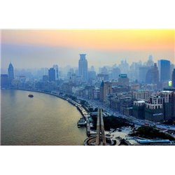 Рассвет в городе - Фотообои Современный город|Гонконг - Модульная картины, Репродукции, Декоративные панно, Декор стен