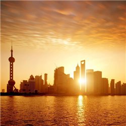Рассвет в городе - Фотообои Современный город|Шанхай - Модульная картины, Репродукции, Декоративные панно, Декор стен