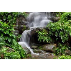 Картина на холсте по фото Модульные картины Печать портретов на холсте Водопад в зеленом лесу - Фотообои водопады