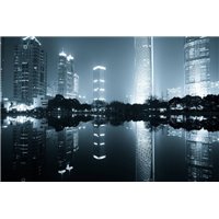 Черно-белое фото города - Фотообои Современный город|Ночной город
