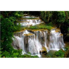 Картина на холсте по фото Модульные картины Печать портретов на холсте Каскадный водопад в зеленом лесу - Фотообои водопады