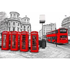 Картина на холсте по фото Модульные картины Печать портретов на холсте Красные телефонные будки - Фотообои архитектура|Лондон