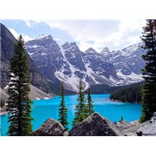 Картина на холсте по фото Модульные картины Печать портретов на холсте Горы за голубым озером - Фотообои горы