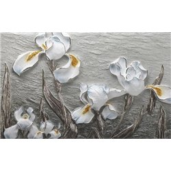 Белый ирис - 3D фотообои|3D цветы