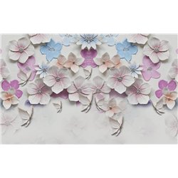 Мелкие цветы на стене - 3D фотообои|3D цветы