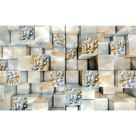 Брусья с цветами - 3D фотообои|3D цветы