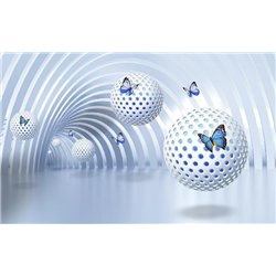 Бабочки на шарах - 3D фотообои|3D фигуры