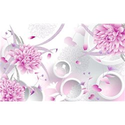 Розовые астры - 3D фотообои|3D цветы