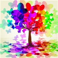 Дерево из бабочек - Фотообои Яркие краски