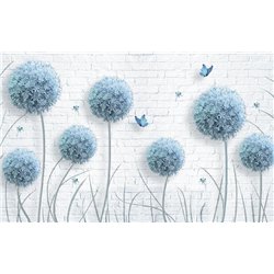 Голубые одуванчики - 3D фотообои|3D цветы