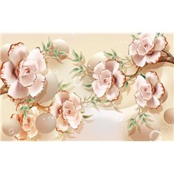 Нежные розы - 3D фотообои|3D цветы