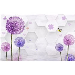 Белые шестиугольники - 3D фотообои|3Д обои для зала