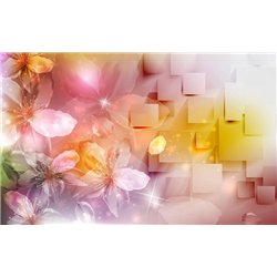 Прозрачные цветы - 3D фотообои|3Д обои для зала