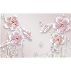 Глянцевые цветы - 3D фотообои|3Д обои для зала