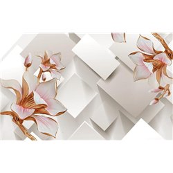 Золотистые бутоны - 3D фотообои|3Д обои для зала