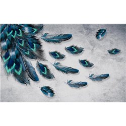 Перья павлина - 3D фотообои|3Д обои для зала