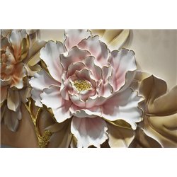 Пышный бутон с золотом - 3D фотообои|3Д обои в спальню