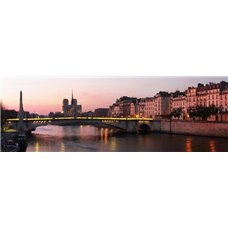 Картина на холсте по фото Модульные картины Печать портретов на холсте Розовый закат в Париже - Фотообои архитектура|Париж