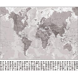 Чёрно-белая карта мира - Фотообои карта мира