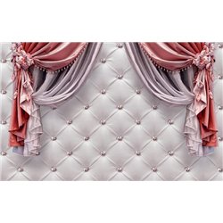Красные гардины - 3D фотообои|3Д обои для зала