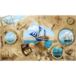 Коллаж морского путешественника - Фотообои детские