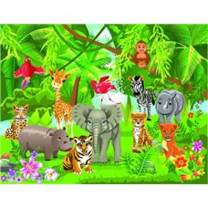 Картина на холсте по фото Модульные картины Печать портретов на холсте Животные из зеленых джунглей - Фотообои детские|универсальные