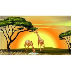 Картина на холсте по фото Модульные картины Печать портретов на холсте Жирафы - Фотообои детские|универсальные