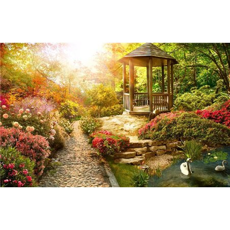 Беседка в осеннем саду - Фотообои Фрески