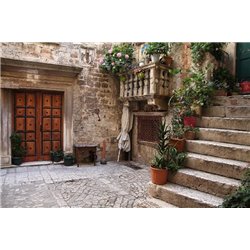 Лестница с цветами - Фотообои Старый город|Испания - Модульная картины, Репродукции, Декоративные панно, Декор стен