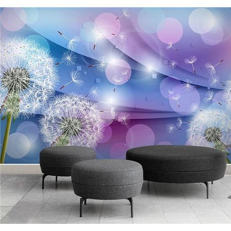 Одуванчики - 3D фотообои|3D цветы