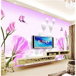 Бабочки у цветов - 3D фотообои|3D цветы