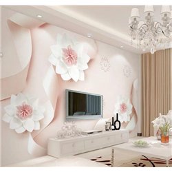 Лотос на розовом - 3D фотообои|3D цветы