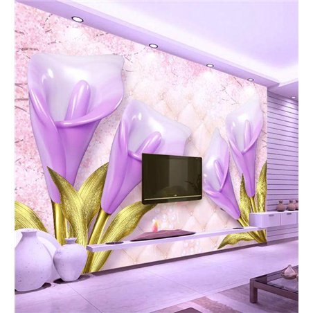 Фиолетовые калы - 3D фотообои|3D цветы