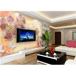 Цветы с розовыми лепестками - 3D фотообои|3D цветы