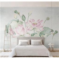Розовая водяная лилия - 3D фотообои|3D цветы