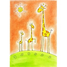 Картина на холсте по фото Модульные картины Печать портретов на холсте Милые жирафы - Фотообои детские|универсальные