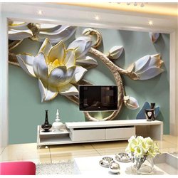 Цветы на ветвях - 3D фотообои|3D цветы