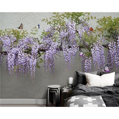 Фиолетовая глициня - 3D фотообои|3D цветы