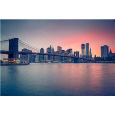 Картина на холсте по фото Модульные картины Печать портретов на холсте Бруклинский мост в сумерках - Фотообои Современный город|Нью-Йорк