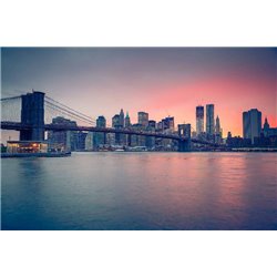 Бруклинский мост в сумерках - Фотообои Современный город|Нью-Йорк - Модульная картины, Репродукции, Декоративные панно, Декор стен