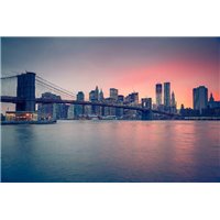 Портреты картины репродукции на заказ - Бруклинский мост в сумерках - Фотообои Современный город|Нью-Йорк