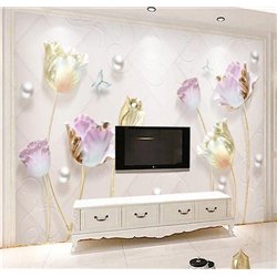 Тюльпаны с золотыми лепестками - 3D фотообои|3D цветы