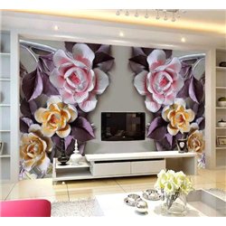 Розы в зеркальном отражении - 3D фотообои|3D цветы