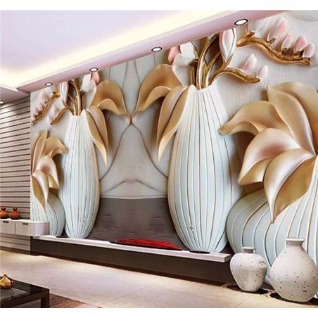 Высокие вазы - 3D фотообои|3D цветы