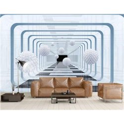 Квадратный коридор - 3D фотообои|3D расширяющие пространство