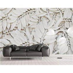 Лепные листья - 3D фотообои|3Д обои для зала